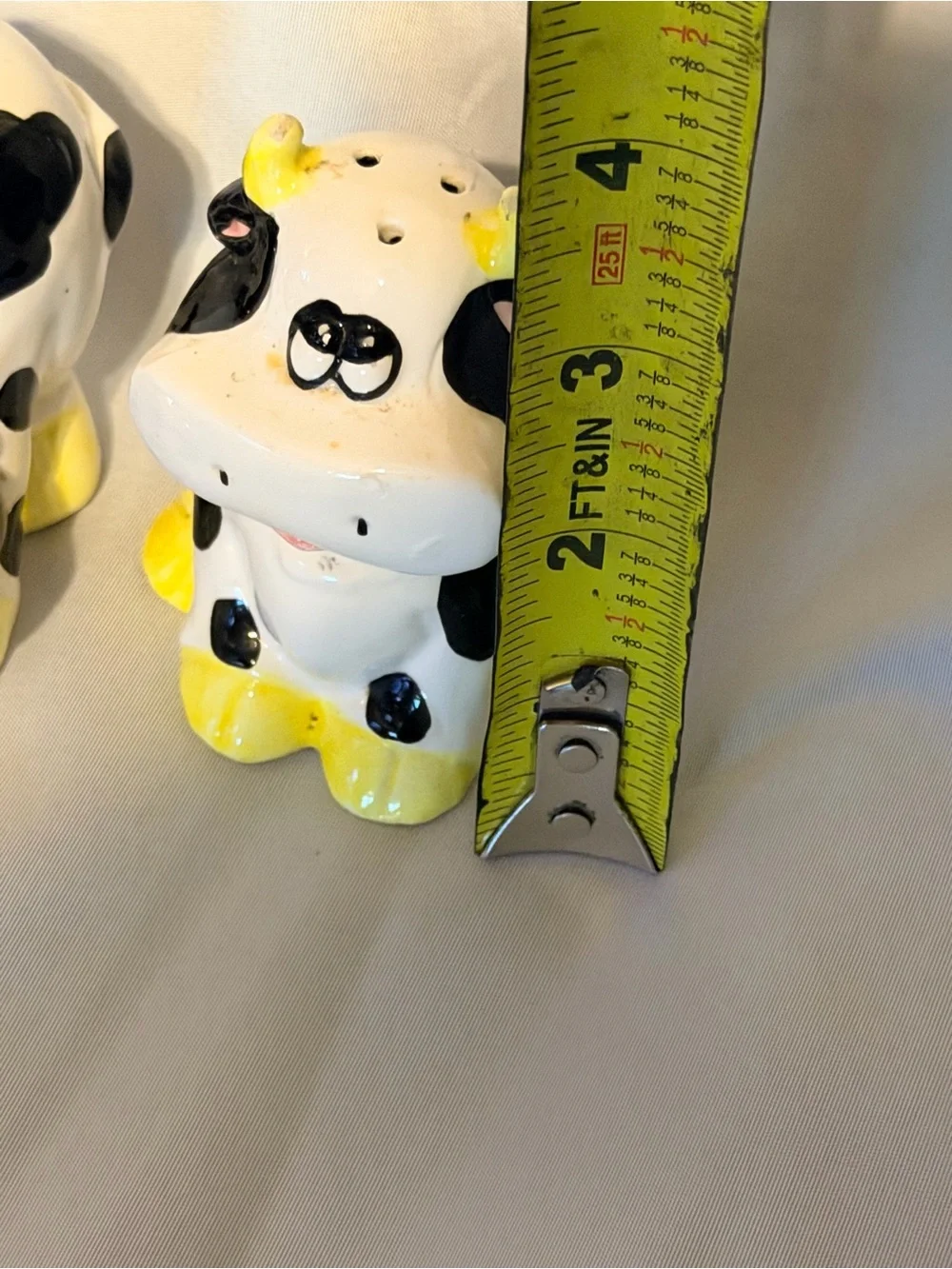 Cow Salt & Pepper Shakers Set Farmhouse Kitchen Decor Black White Yellow